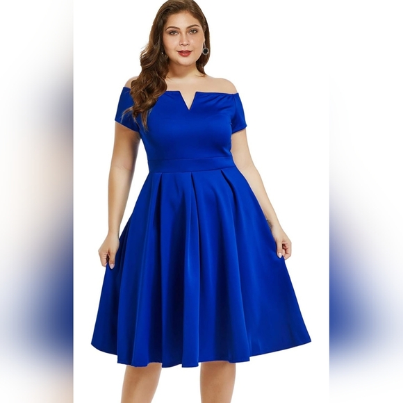 LALAGEN Women's Plus Size Vintage 1950s Party Cocktail Wedding Swing Midi Dress - Picture 1 of 10